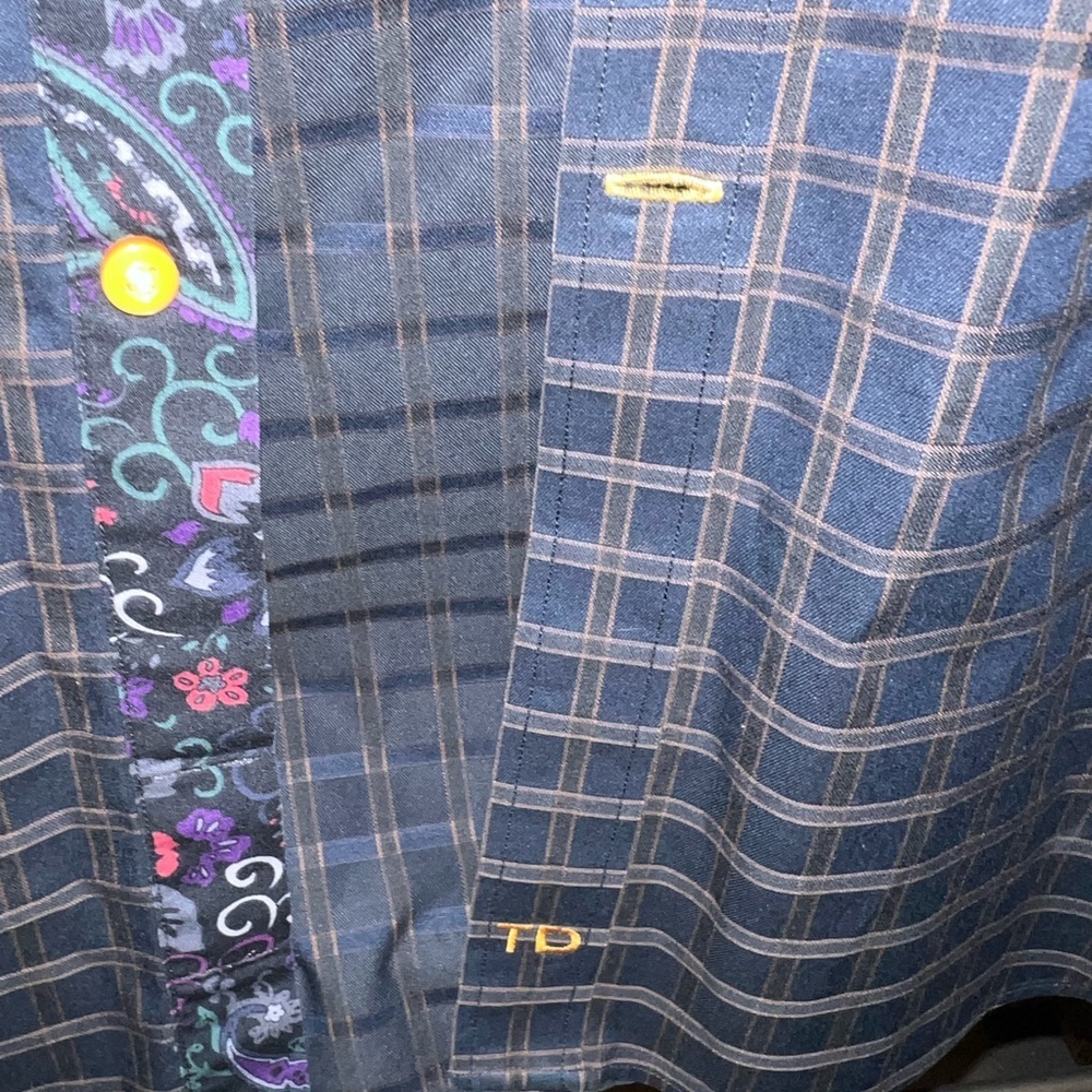 Thomas Dean checked paisley trim Men's long Sleeved shirt - Picture 3 of 9